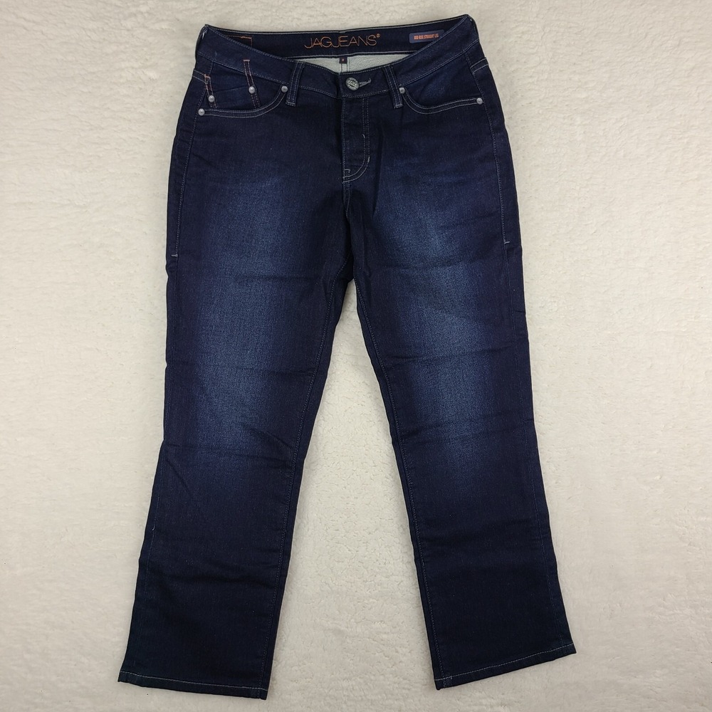Jag Jeans Womens 8 Blue Mid Rise Straight Leg Dark Wash Denim HEMMED